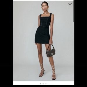 NWT Reformation BLACK DAVIES DENIM Dress, Size 6